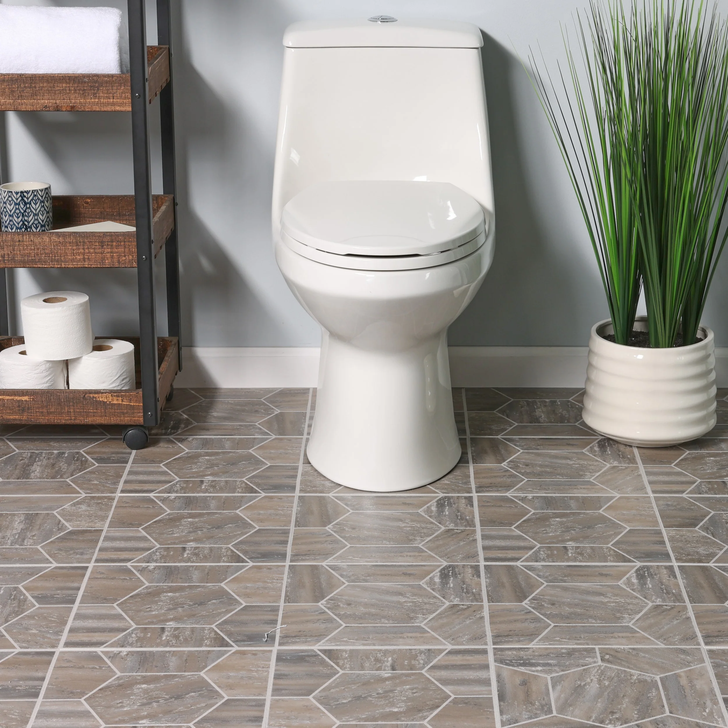 Armstrong Flooring Terraza 12-in x 12-in Cooled Mocha Peel-and-Stick Vinyl Tile - Image 5