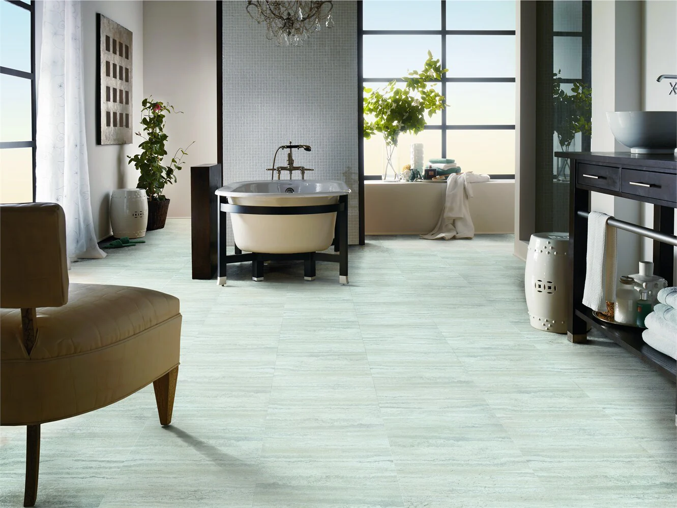 Armstrong Flooring Terraza Grand 18-in x 18-in Arctic White Peel-and-Stick Vinyl Tile - Image 3