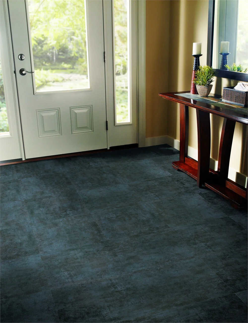 Armstrong Flooring Terraza Grand 18-in x 18-in Aspen Gray Stained Concrete Peel and Stick Vinyl Tile - Image 3
