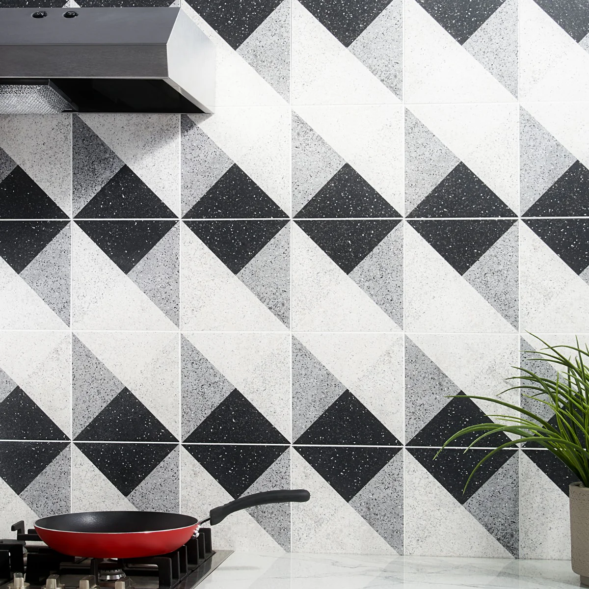 Art Geo Deco Charcoal Black Matte Porcelain Tile by Elizabeth Sutton - 8x8 - Image 2