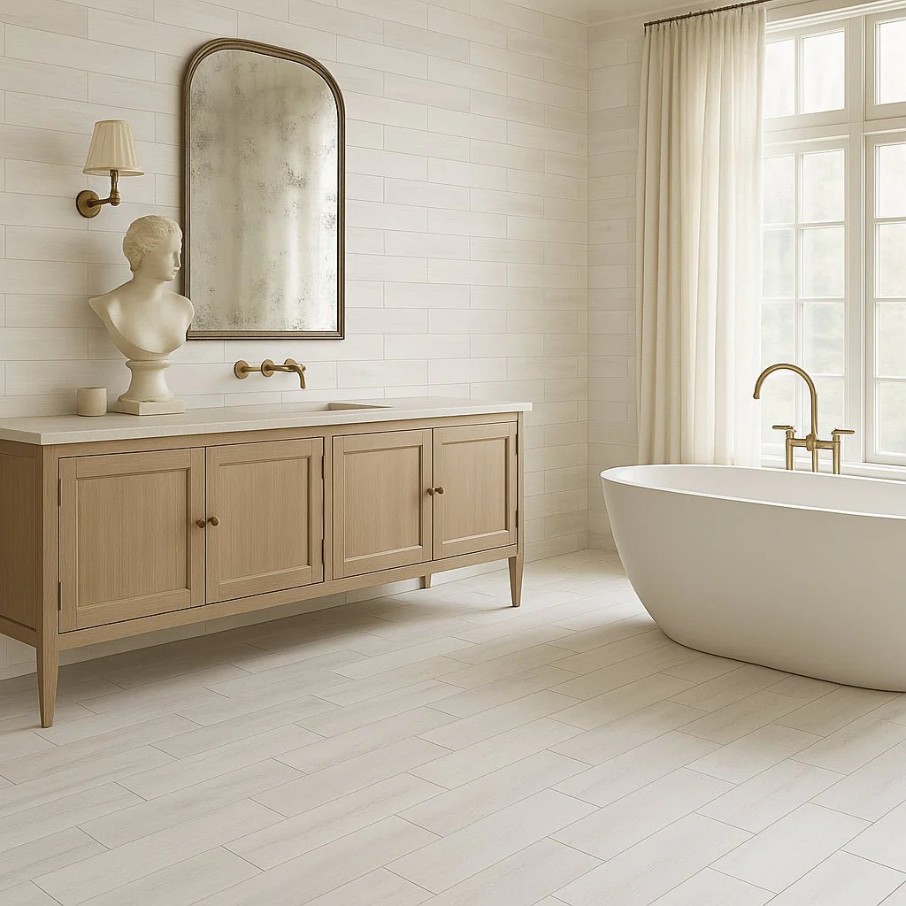 Ashford Woodville Blanco Matte Ceramic Tile - 8 x 24, Durable Wood Look - Image 3