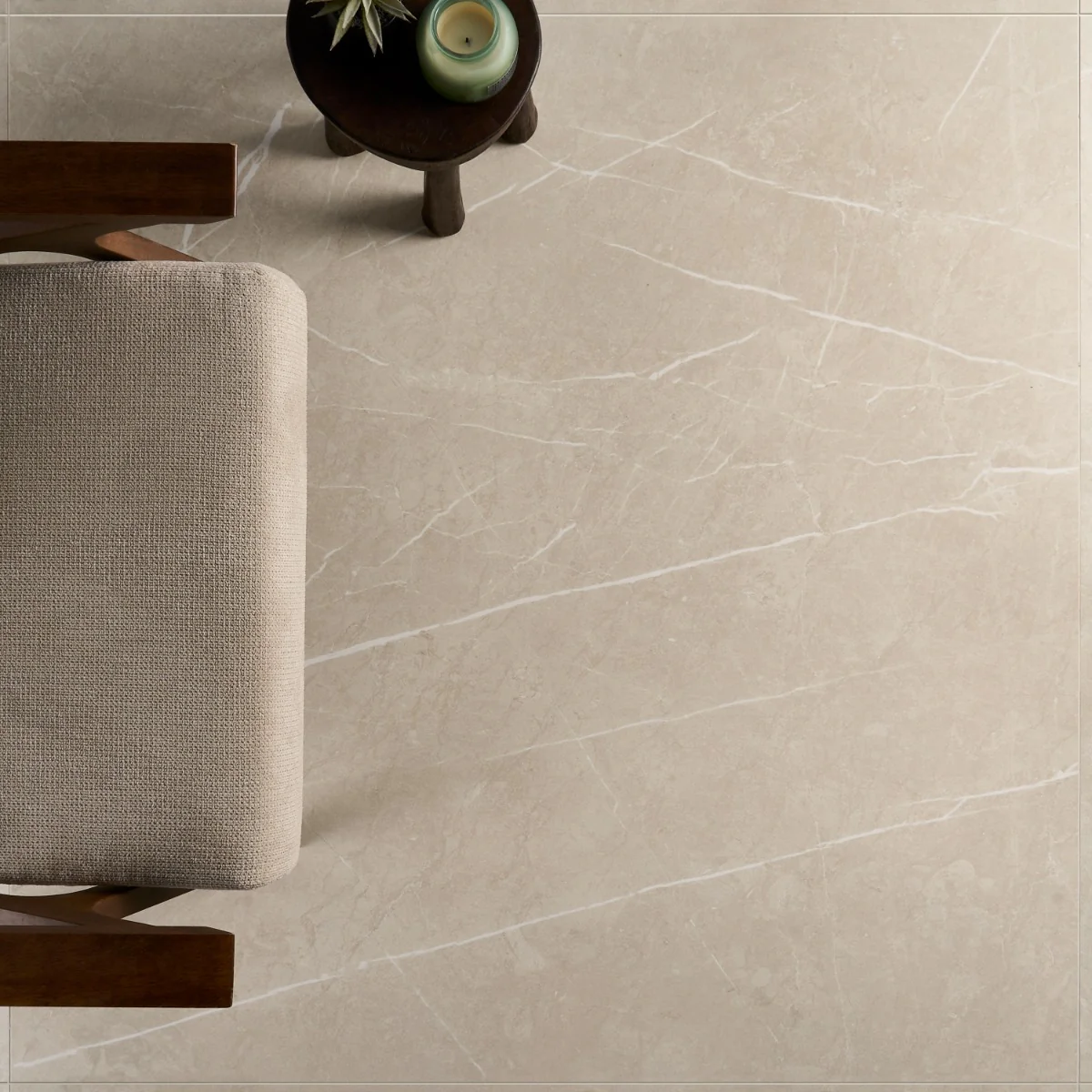 Autograph Crema Beige 48x48 Marble Look Satin Porcelain Tile - Tilebar - Image 2