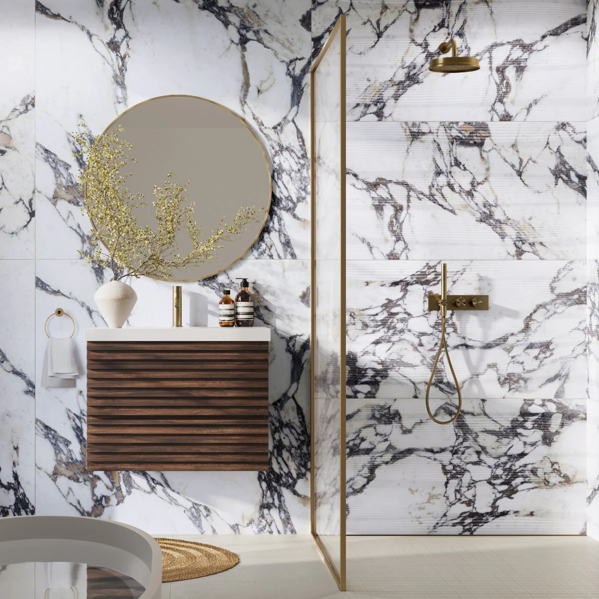 Autograph Vibe Arabescato White 24x48 3D Textured Marble Look Matte Porcelain Tile - Image 5