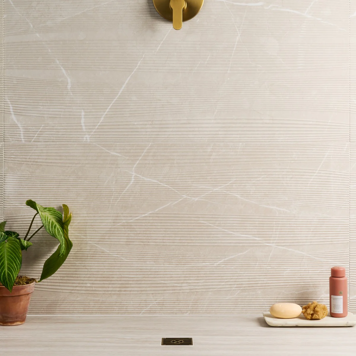 Autograph Vibe Crema Beige 24x48 3D Textured Marble Look Matte Porcelain Tile
