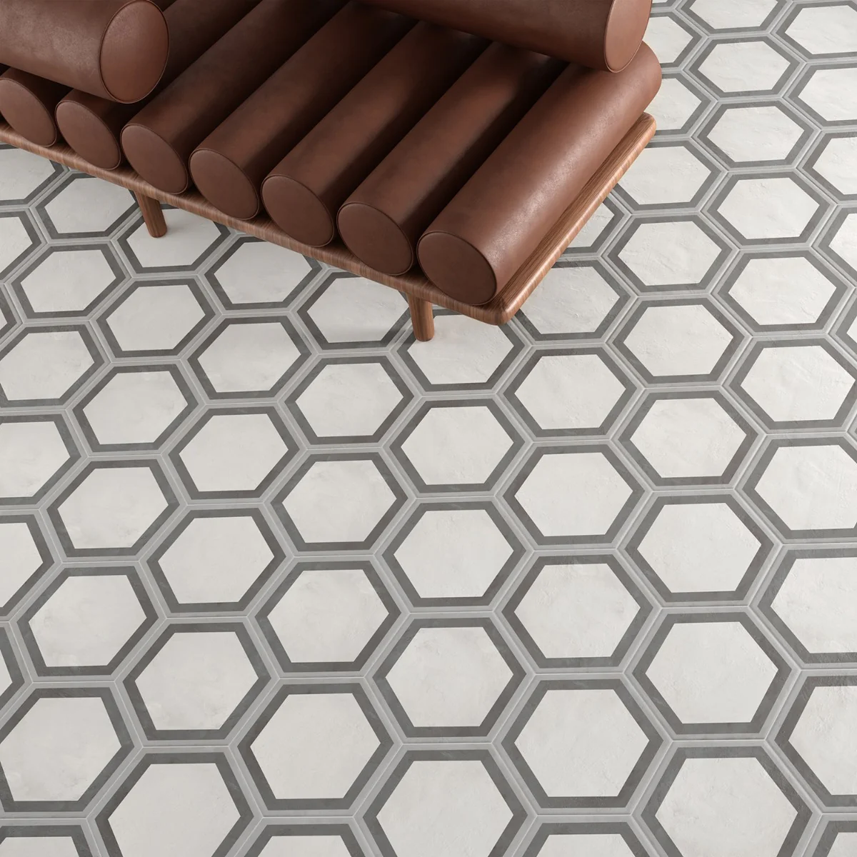 Ava Deco Sabbia Charcoal Gray 8" Hexagon Matte Porcelain Tile - Image 2
