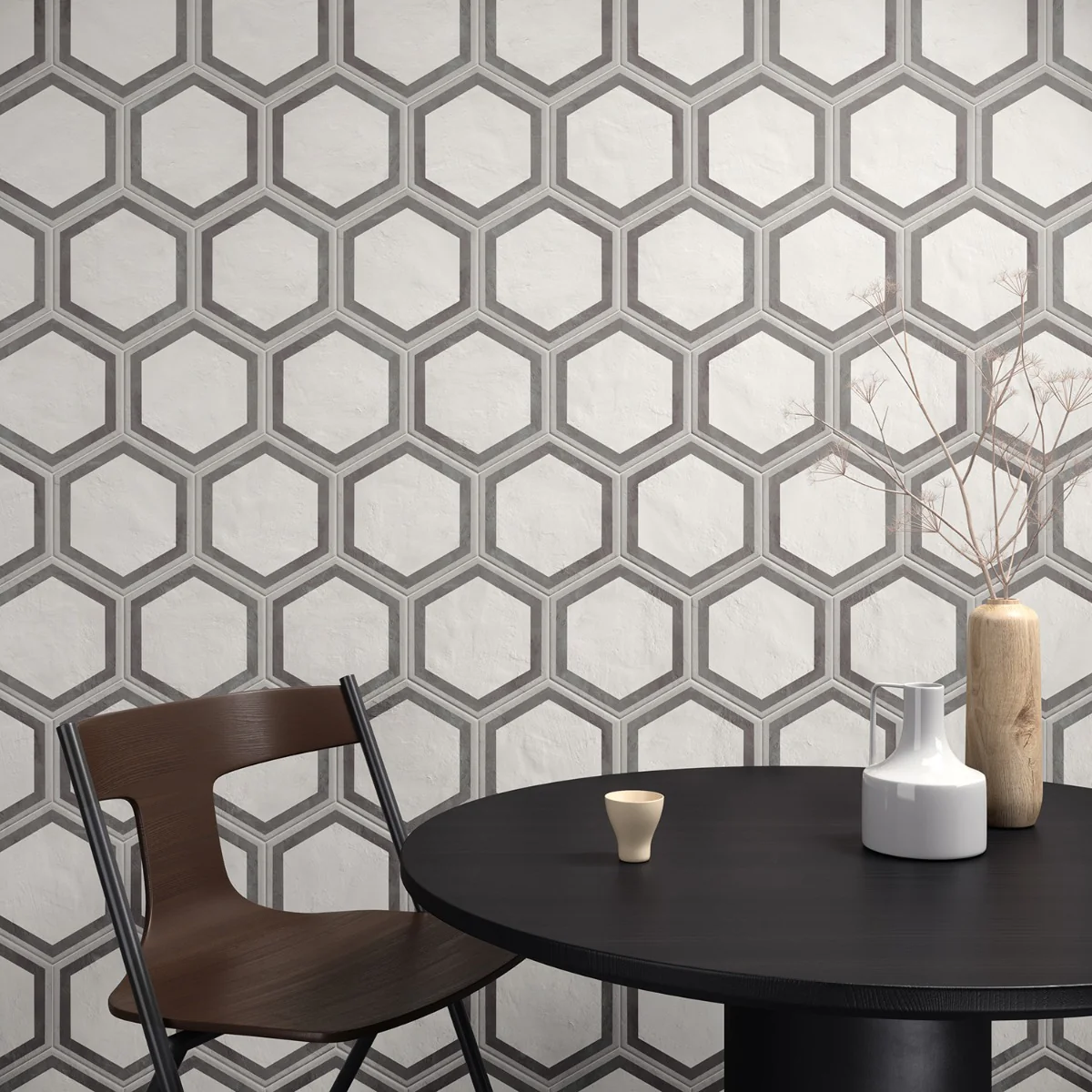 Ava Deco Sabbia Charcoal Gray 8" Hexagon Matte Porcelain Tile - Image 7