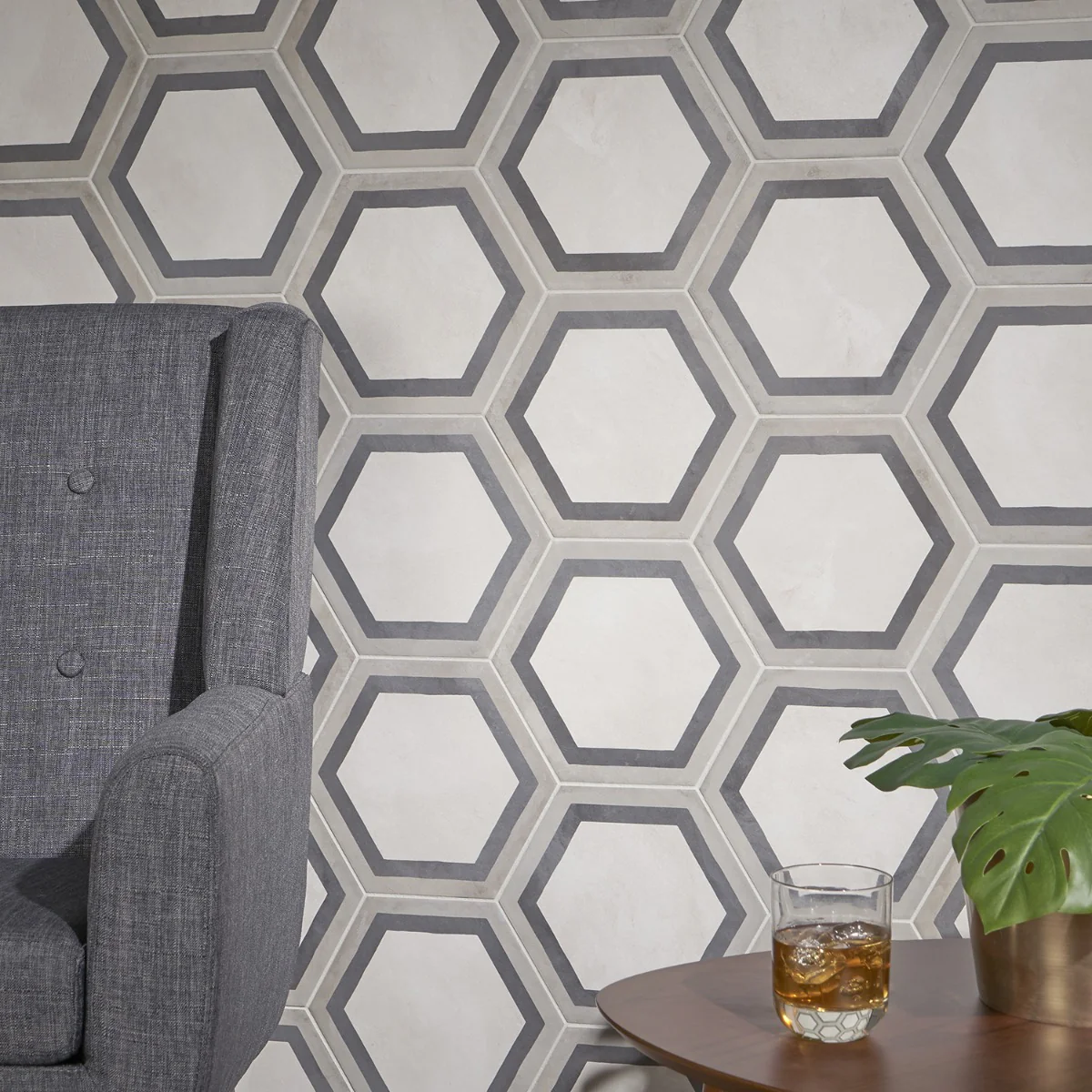 Ava Deco Sabbia Charcoal Gray 8" Hexagon Matte Porcelain Tile - Image 9