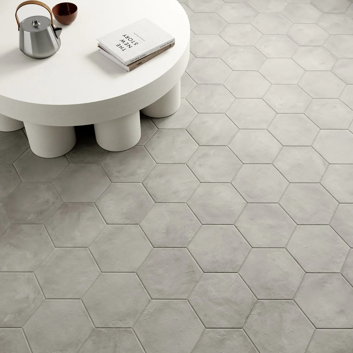 Ava Sabbia Gray 8" Hexagon Matte Porcelain Tile - Lux Tile - Image 2