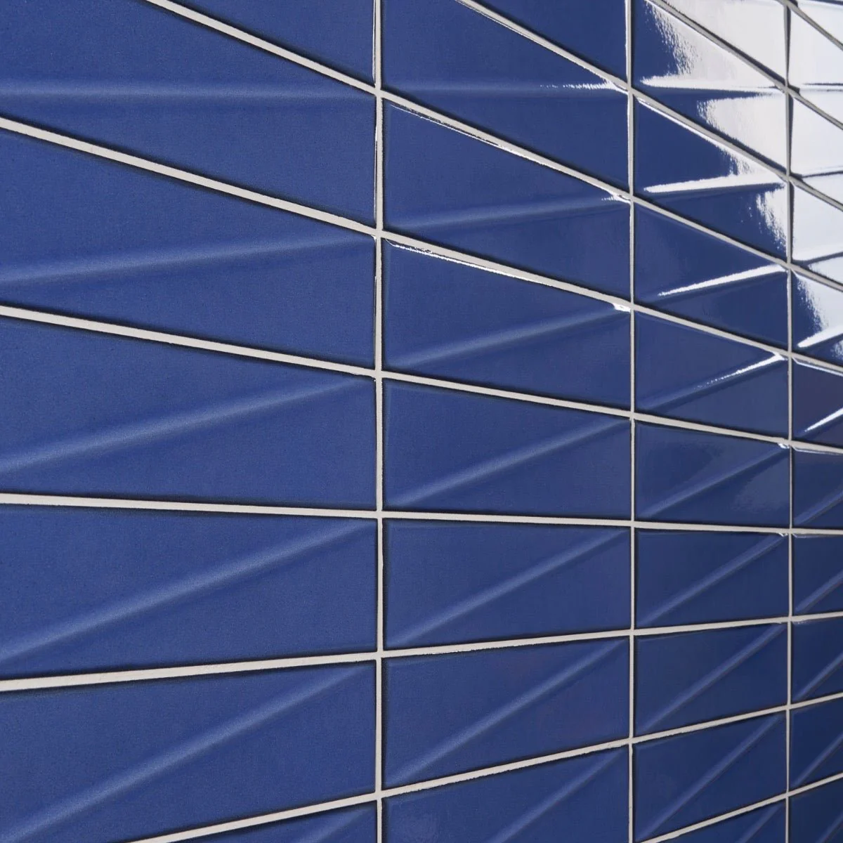 Axelle Azure Blue 3D Glossy Ceramic Subway Tile - 3x12 - Image 5