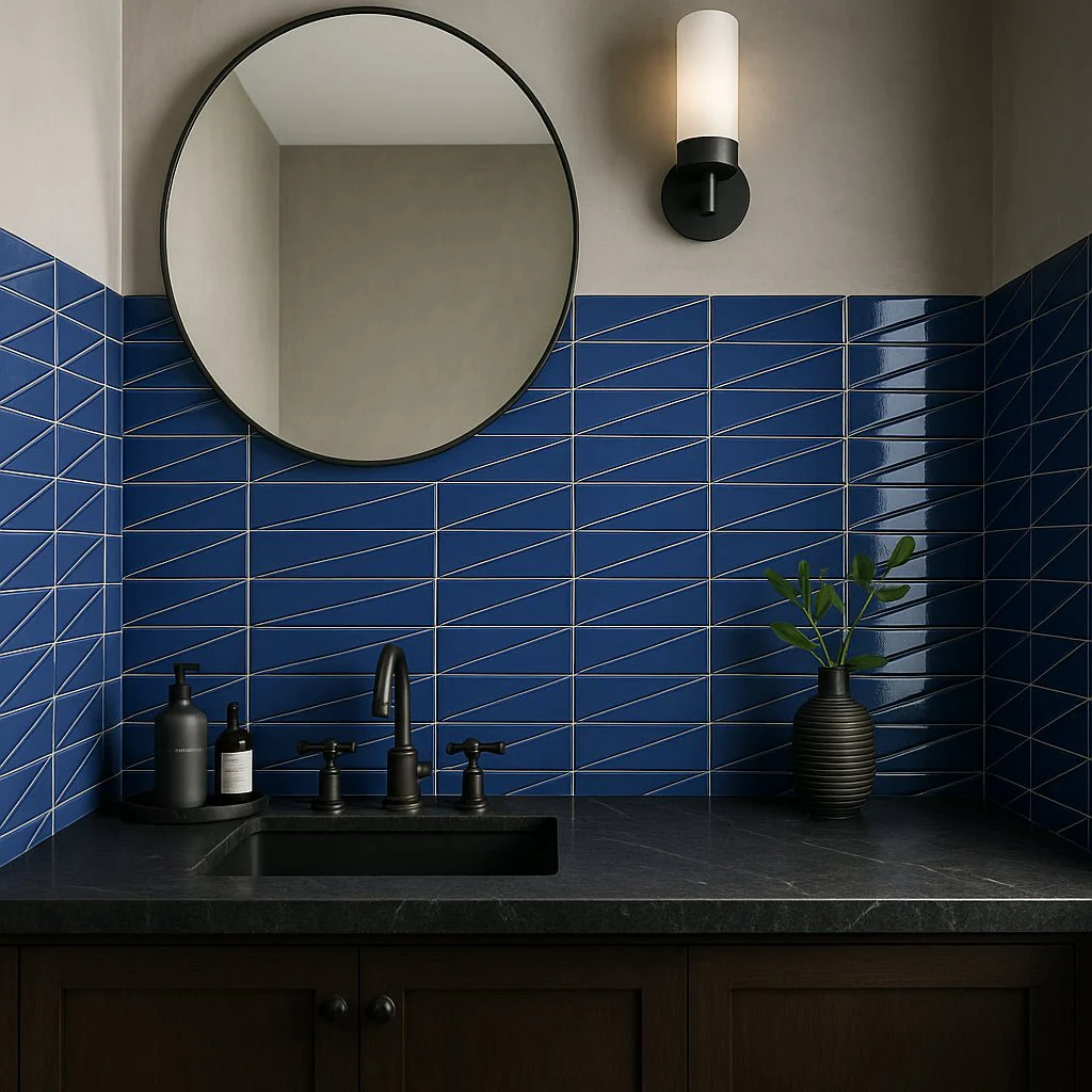 Axelle Azure Blue 3D Glossy Ceramic Subway Tile - 3x12 - Image 9