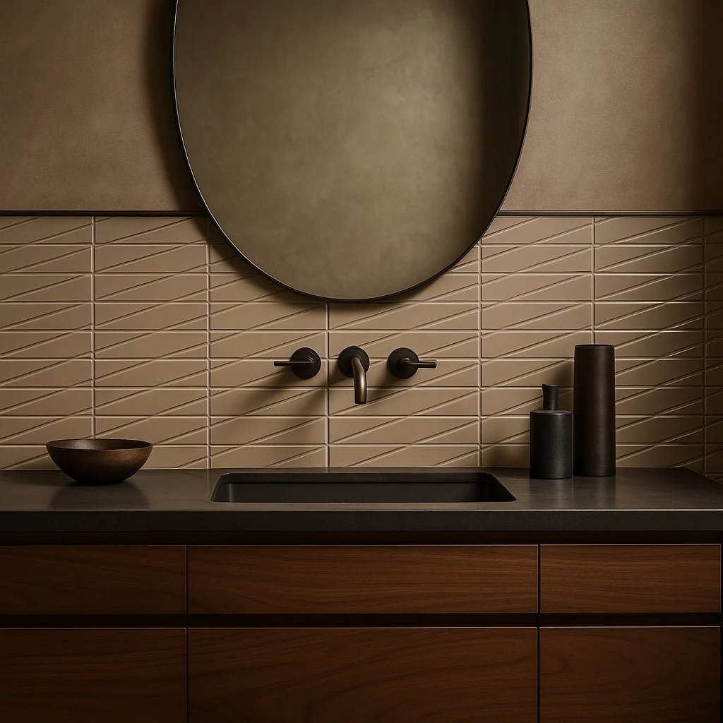 Axelle Dune Beige 3D Glossy Ceramic Subway Tile - 3x12 - Image 9