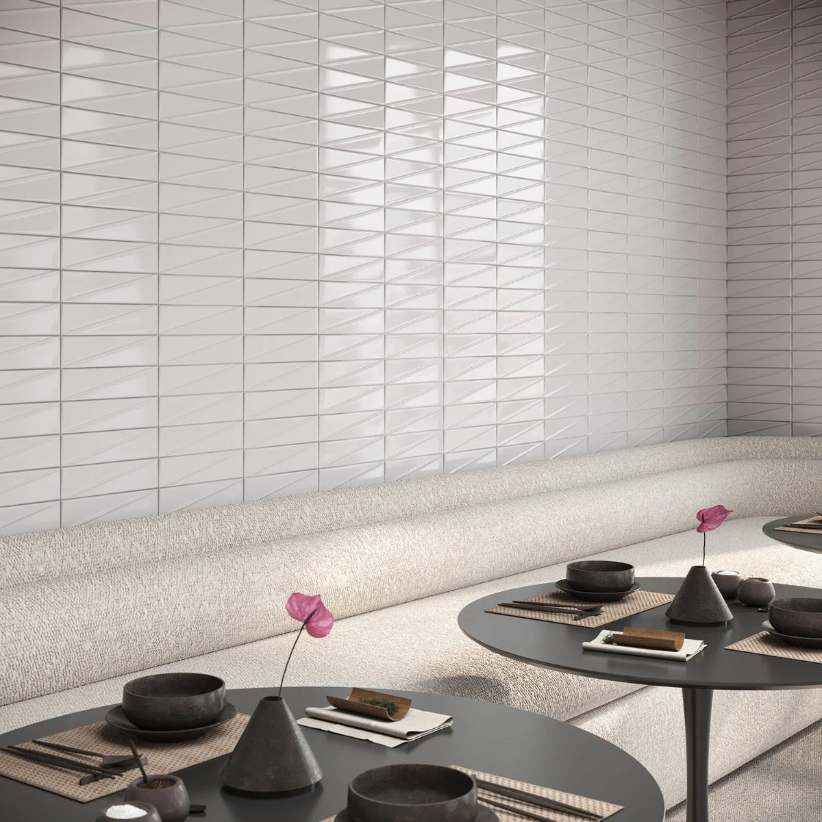 Axelle Ice White 3D Glossy Ceramic Subway Tile - 3x12 - Image 7