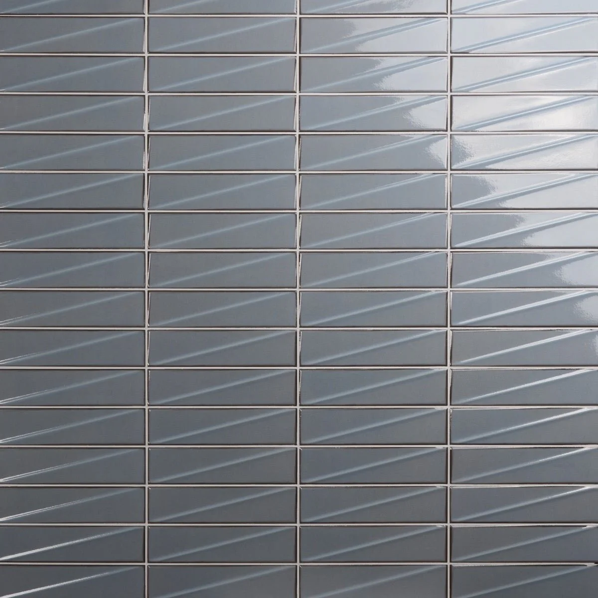Axelle Misty Gray 3D Glossy Ceramic Subway Tile - 3x12 - Image 2