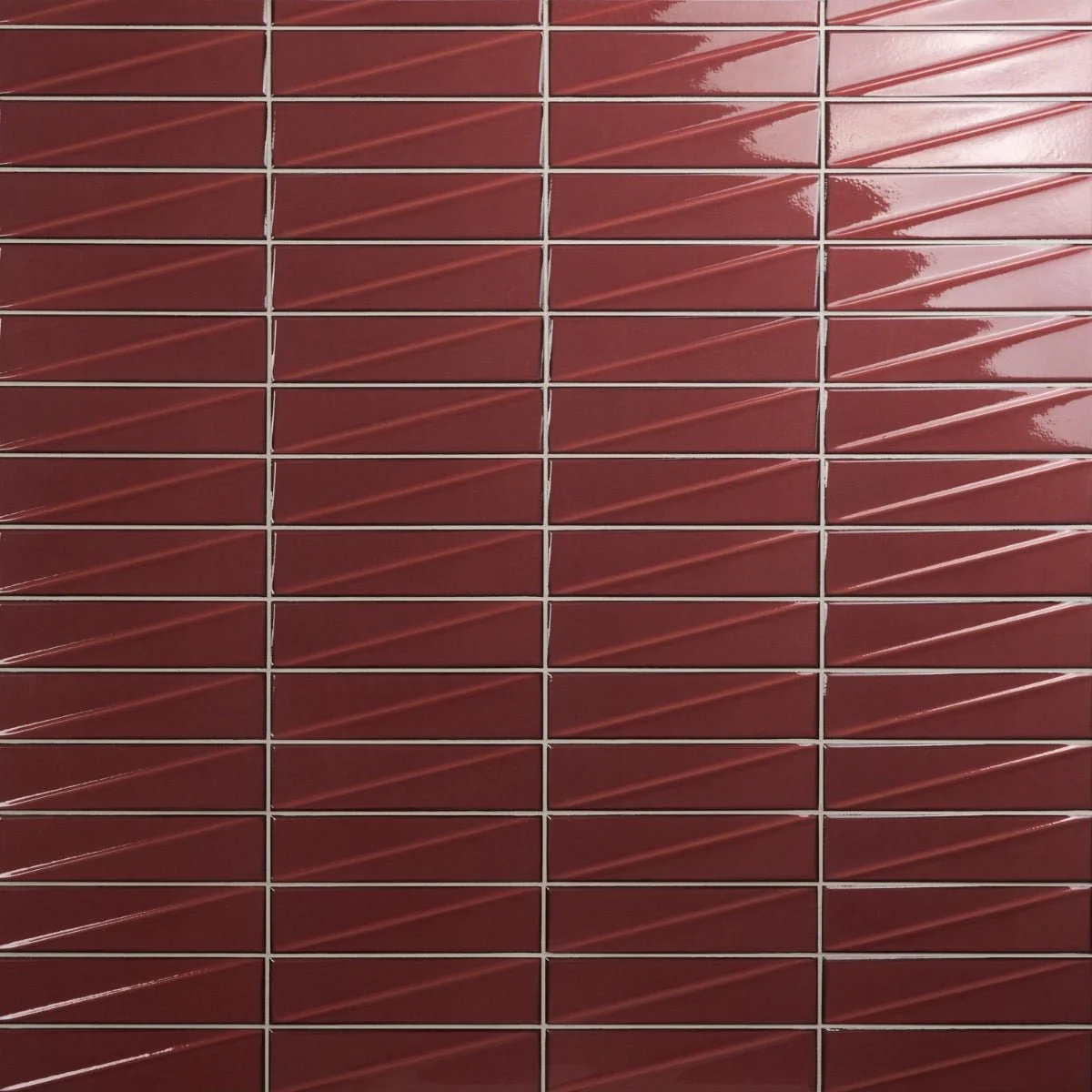 Axelle Ruby Red 3D Glossy Ceramic Subway Tile - 3x12 - Image 2