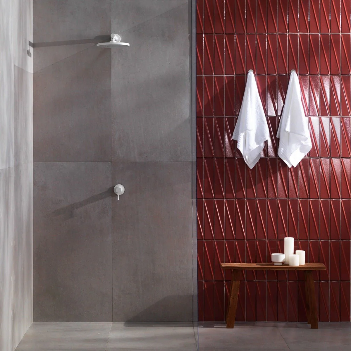 Axelle Ruby Red 3D Glossy Ceramic Subway Tile - 3x12 - Image 4