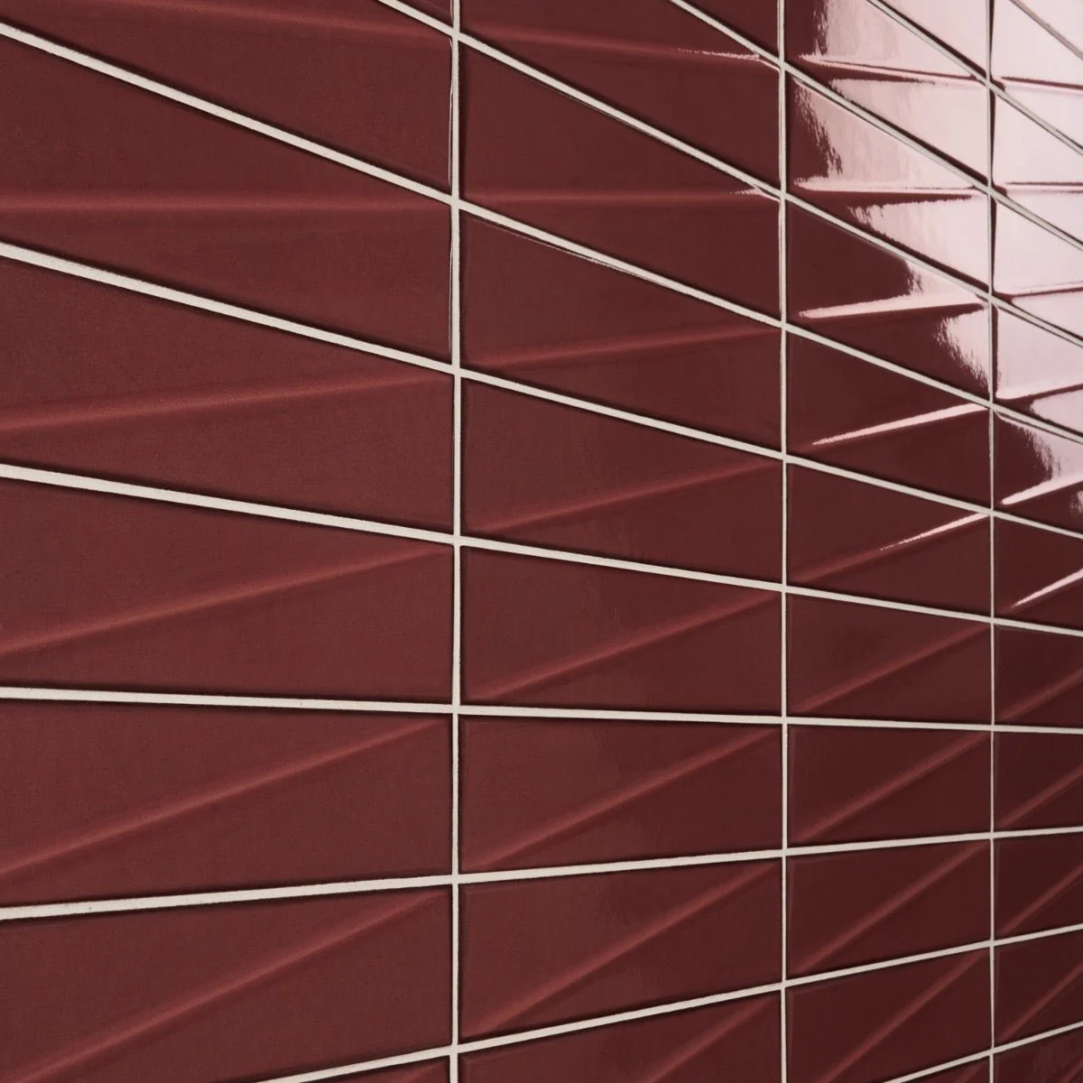 Axelle Ruby Red 3D Glossy Ceramic Subway Tile - 3x12 - Image 5