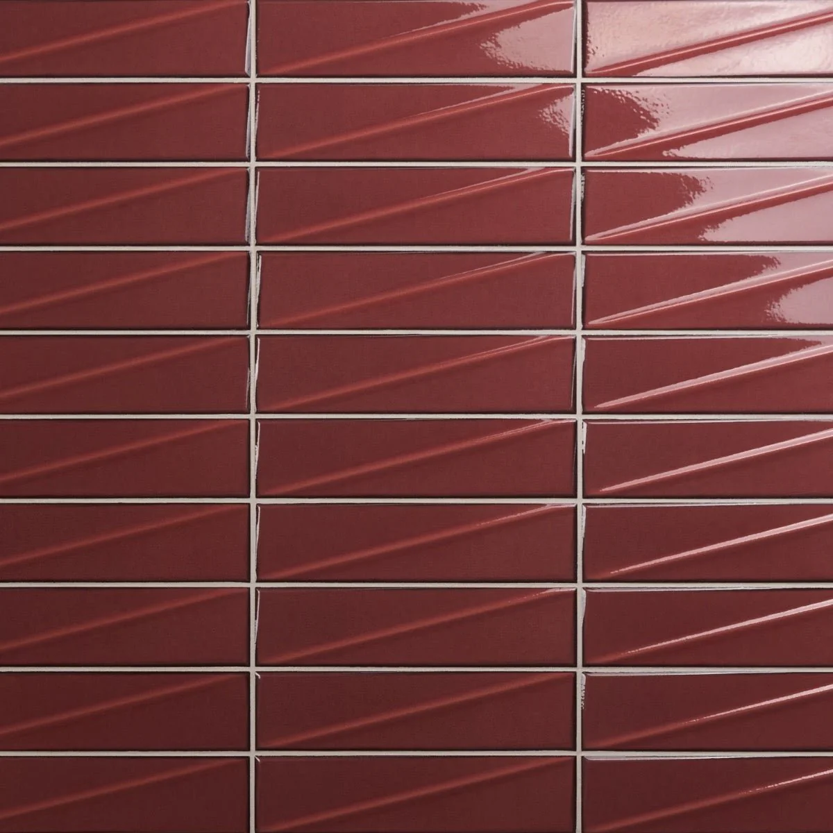 Axelle Ruby Red 3D Glossy Ceramic Subway Tile - 3x12 - Image 6