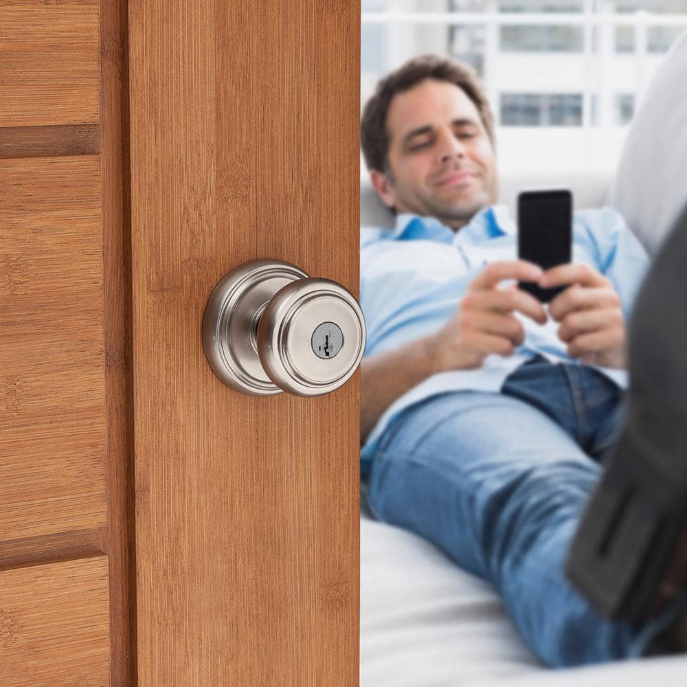 Baldwin Prestige Alcott Satin Nickel Entry Door Knob with SmartKey Security - Image 8