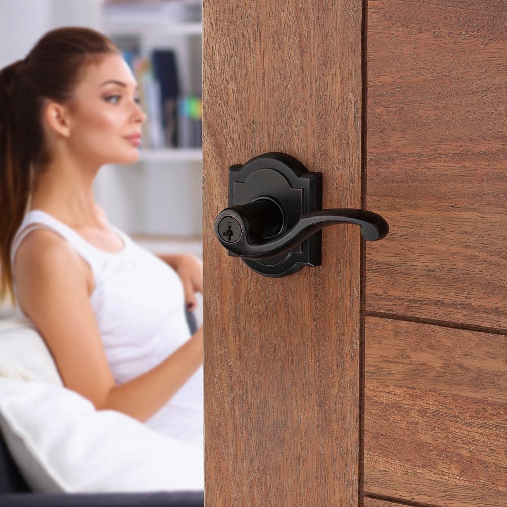 Baldwin Prestige Madrina Venetian Bronze Keyed Entry Door Lever with SmartKey Security - Image 5