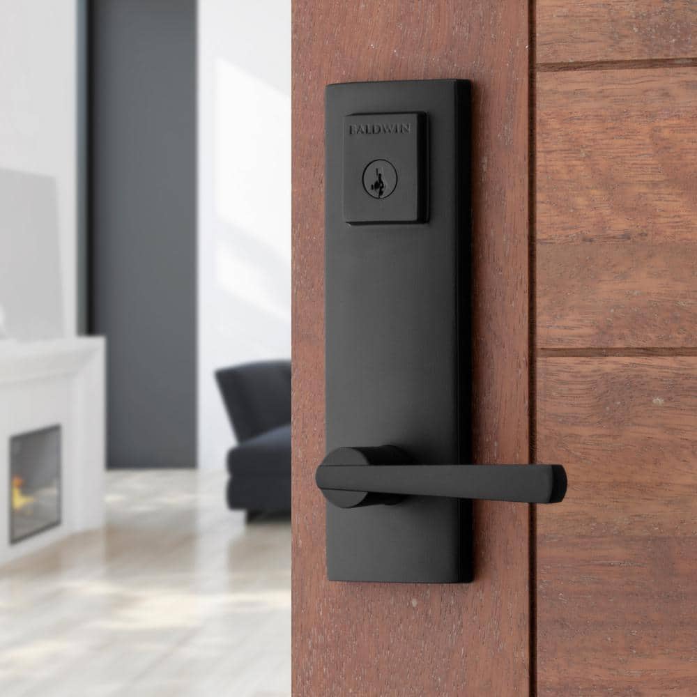 Baldwin Prestige Spyglass Matte Black Universal Entrance Door Handleset with SmartKey Security - Image 6