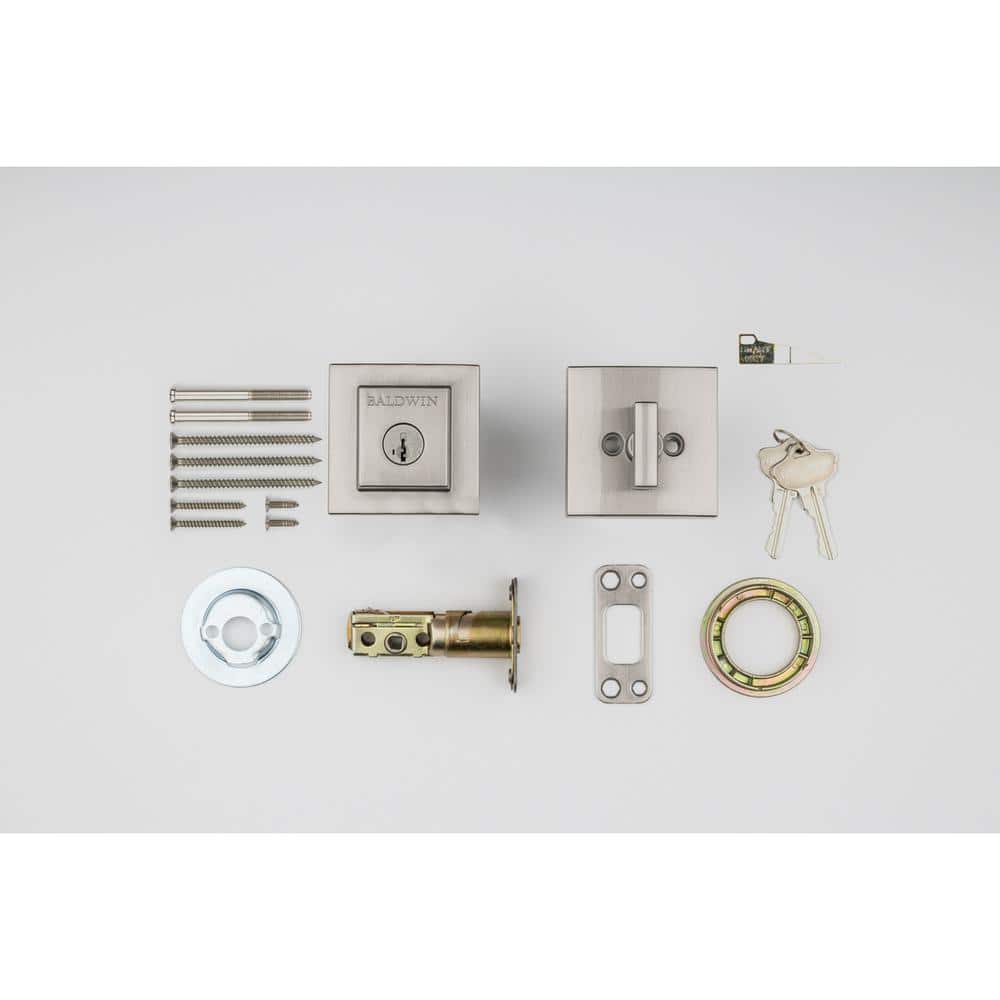 Baldwin Prestige Spyglass Satin Nickel Square Single Cylinder Deadbolt with SmartKey Security - Image 4