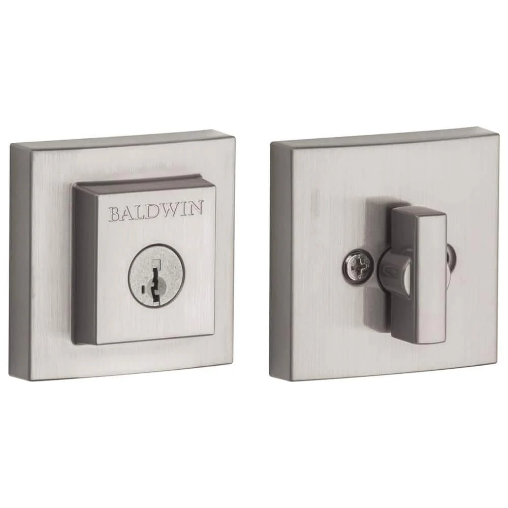 Baldwin Prestige Spyglass Satin Nickel Square Single Cylinder Deadbolt with SmartKey Security - Image 8