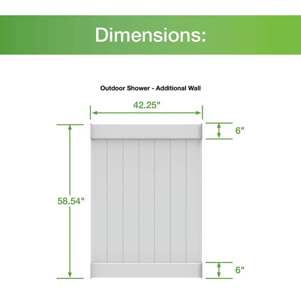 Barrette Outdoor Living 5 ft. x 3.5 ft. White Vinyl Outdoor Changing Room Side Wall - Image 5