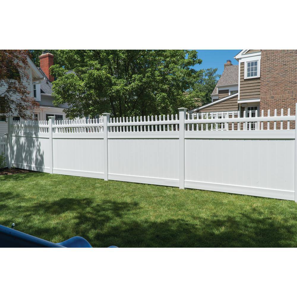 Barrette Outdoor Living Carson 6 ft x 8 ft White Vinyl Fence Panel - Image 8