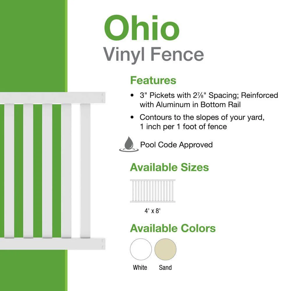 Barrette Outdoor Living Ohio 4 ft. H x 8 ft. W White Vinyl Fence Panel - Easy Assembly - Image 3