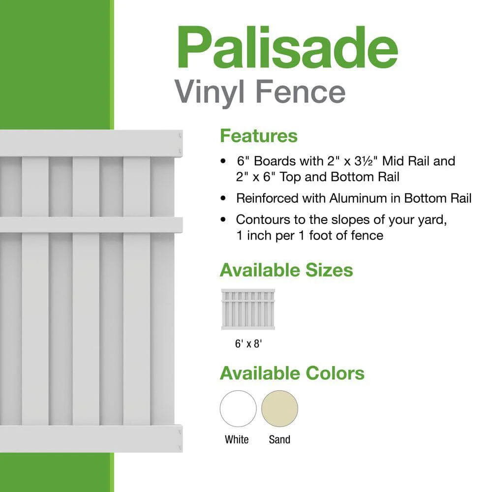 Barrette Outdoor Living Palisade 6 ft. x 8 ft. White Shadowbox Vinyl Fence Panel - Image 3