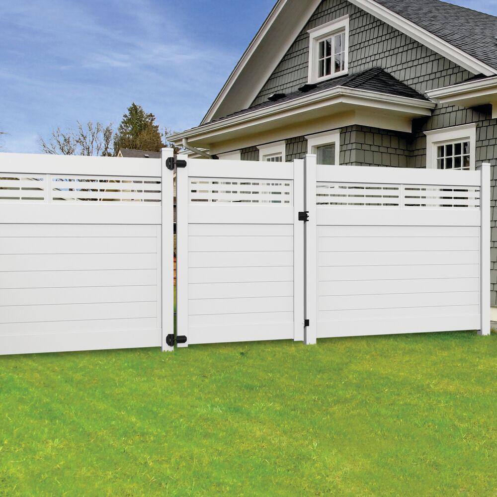 Barrette Outdoor Living Vinyl End Post: Horizontal Privacy Fence, White - Image 3