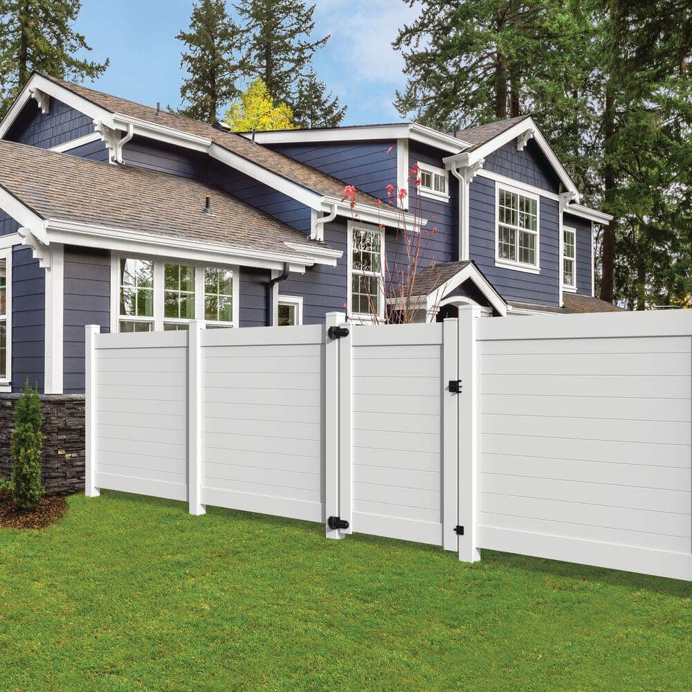 Barrette Outdoor Living White Vinyl Corner Post - Horizontal Fence 5x5x108 - Image 4