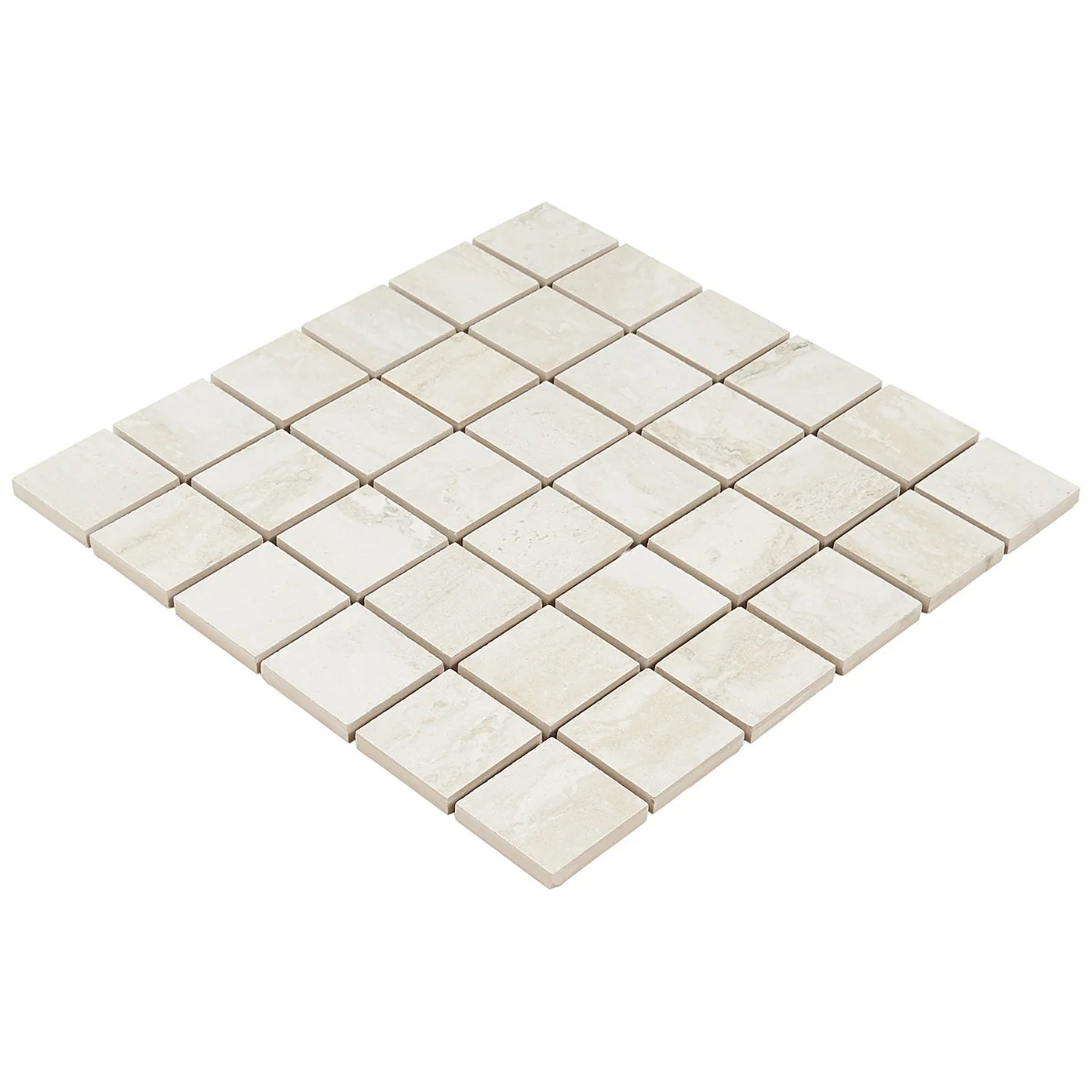 Basic Travertine Beige & Cream 2x2 Matte Porcelain Mosaic Tile - Image 4