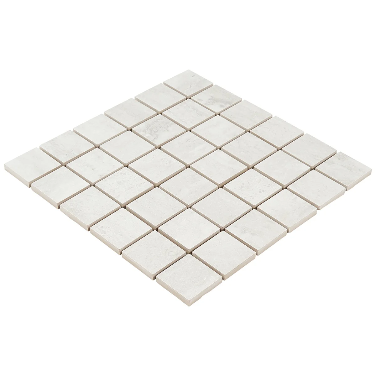 Basic Travertine Cotton White 2x2 Matte Porcelain Mosaic Tile - Image 4