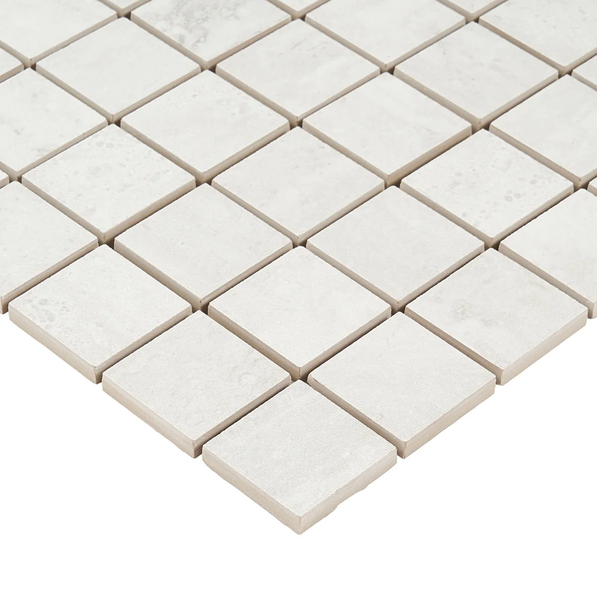 Basic Travertine Cotton White 2x2 Matte Porcelain Mosaic Tile - Image 6