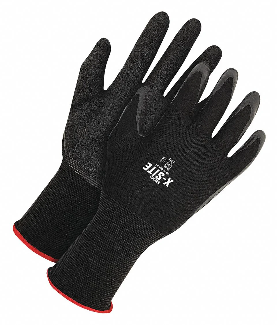 BDG X-Site Full Finger Foam Latex Coated Knit Gloves - Size Large