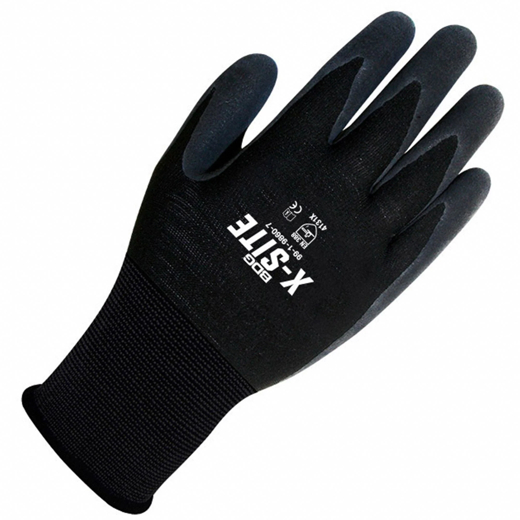 BDG X-Site Sandy Foam Nitrile Dipped Gloves - Medium, Full Finger