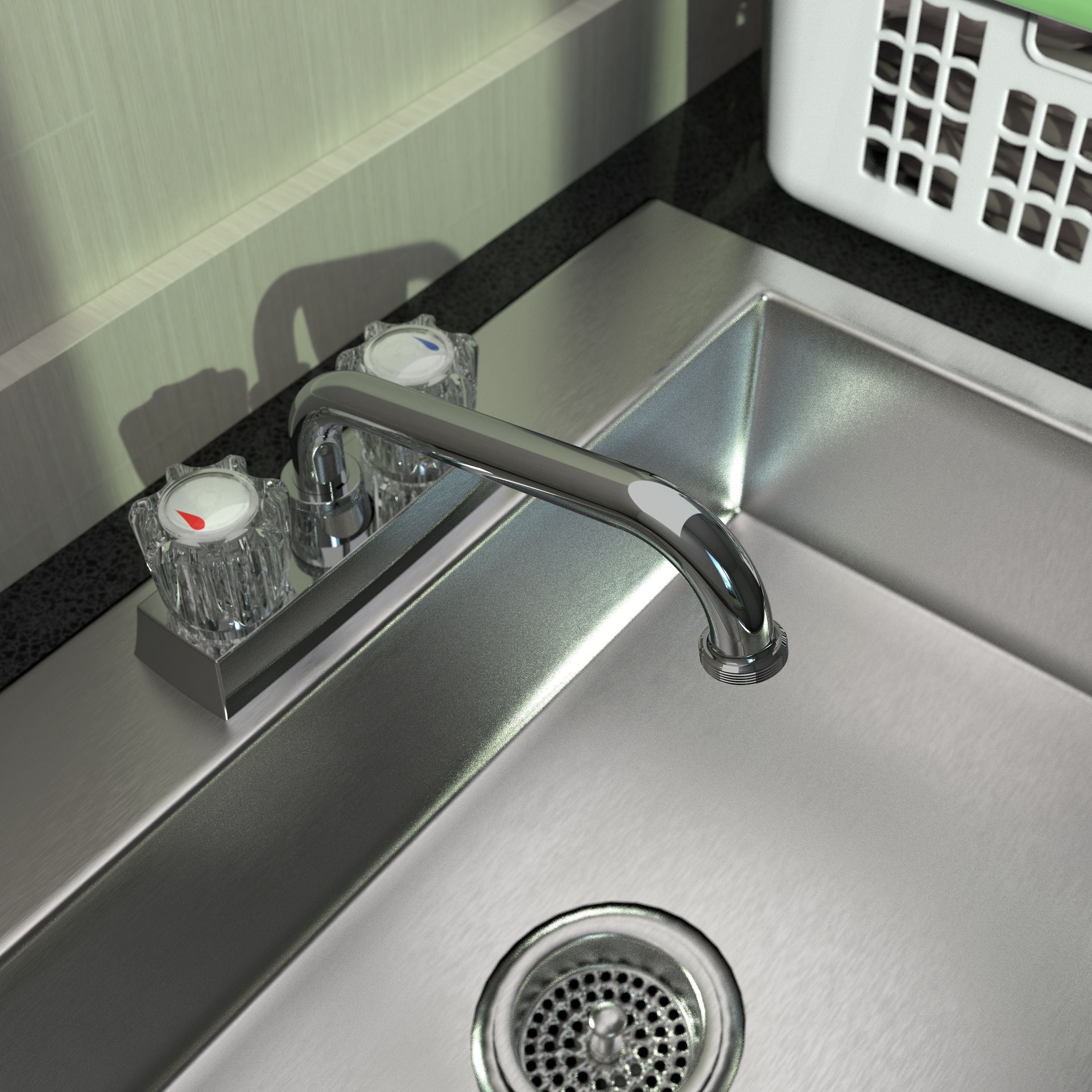 Belanger Essential Polished Chrome Dual Handle Utility Faucet - 2-Hole Deck Mount - Image 2