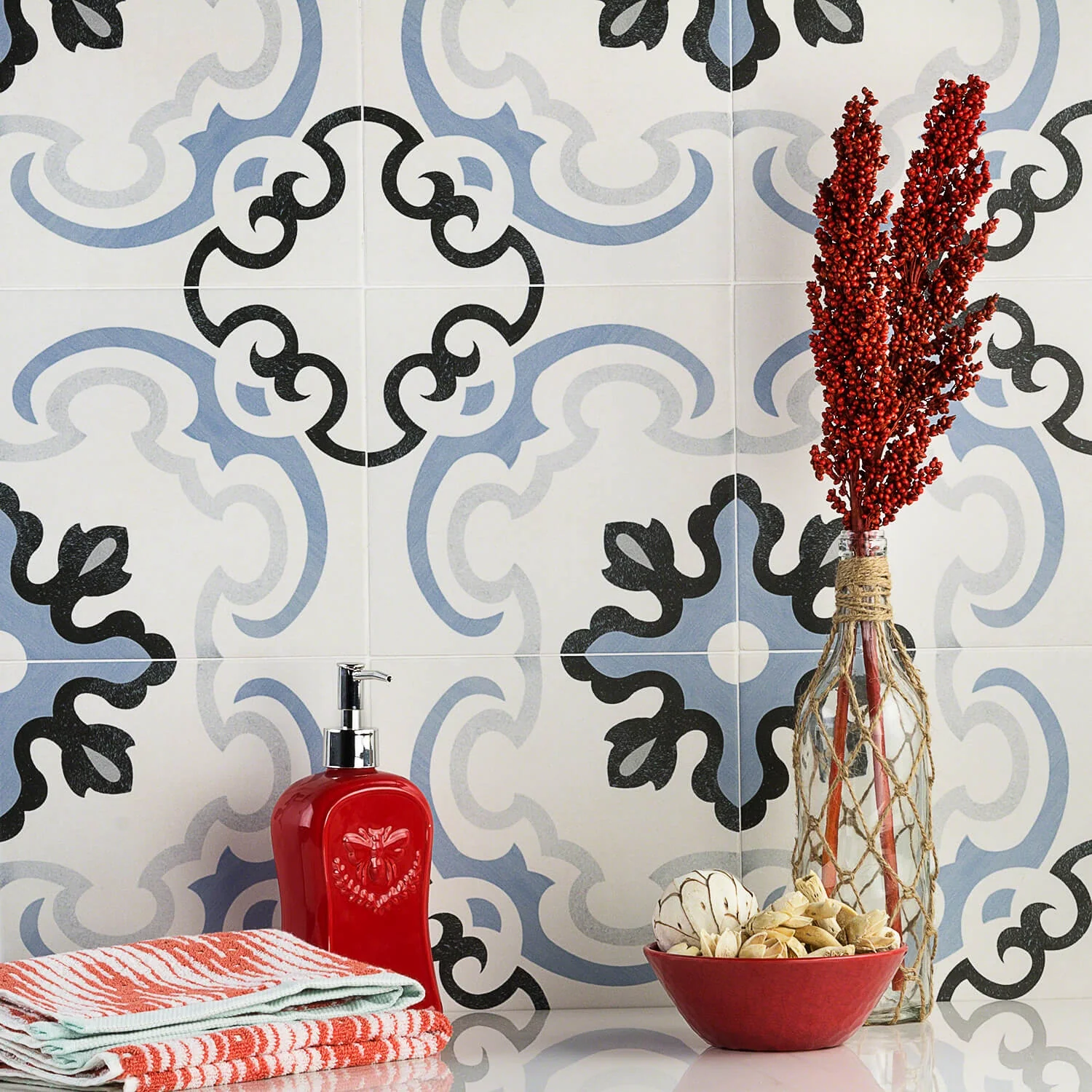 Bella Met Blue 9x9 Matte Porcelain Tile - Lux Tile - Image 2