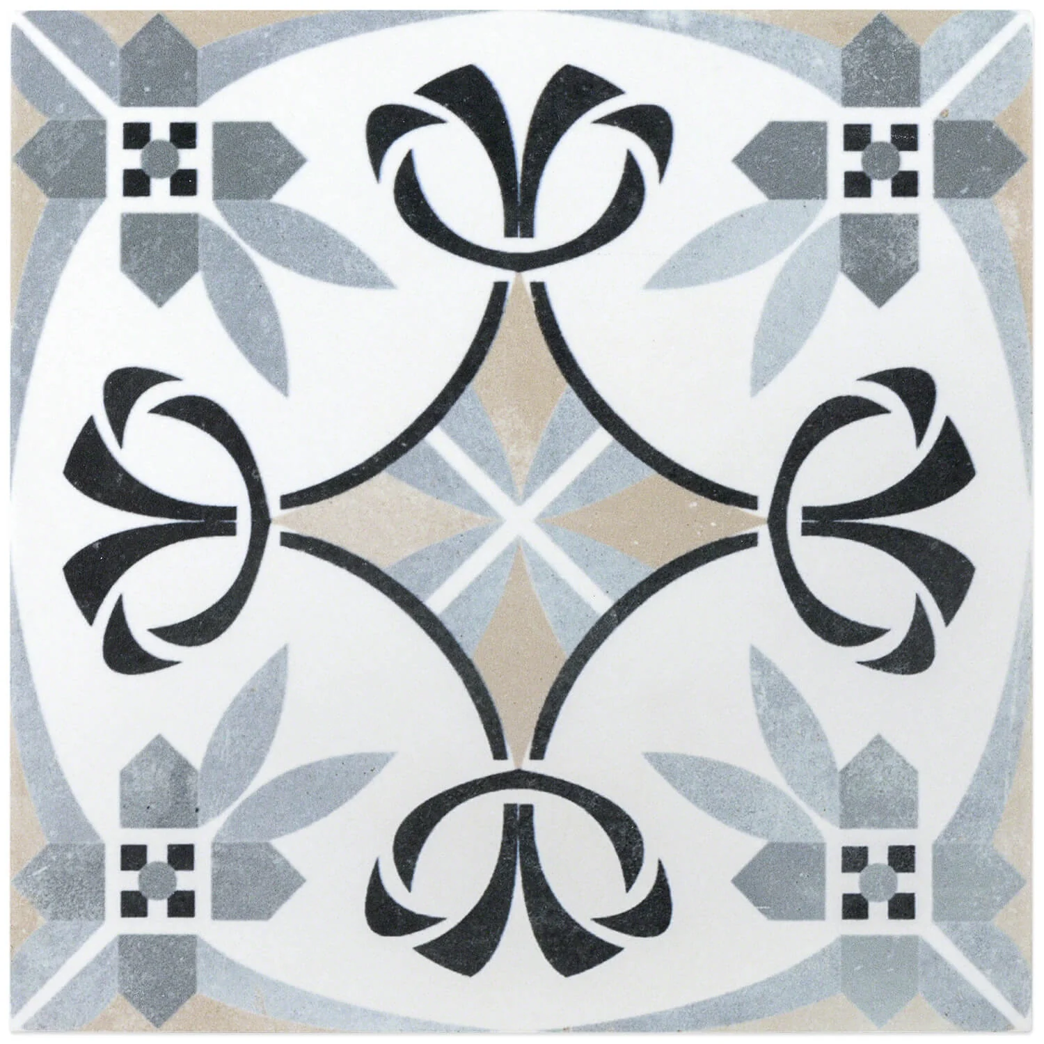 Bella Royale Gray 9x9 Matte Porcelain Tile - Encaustic Look - Image 4