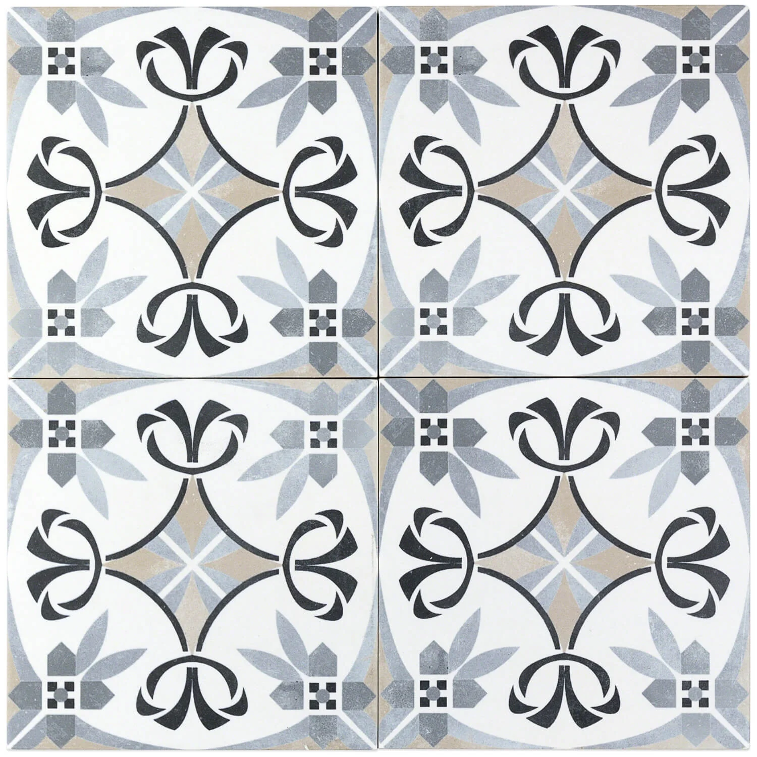 Bella Royale Gray 9x9 Matte Porcelain Tile - Encaustic Look - Image 5