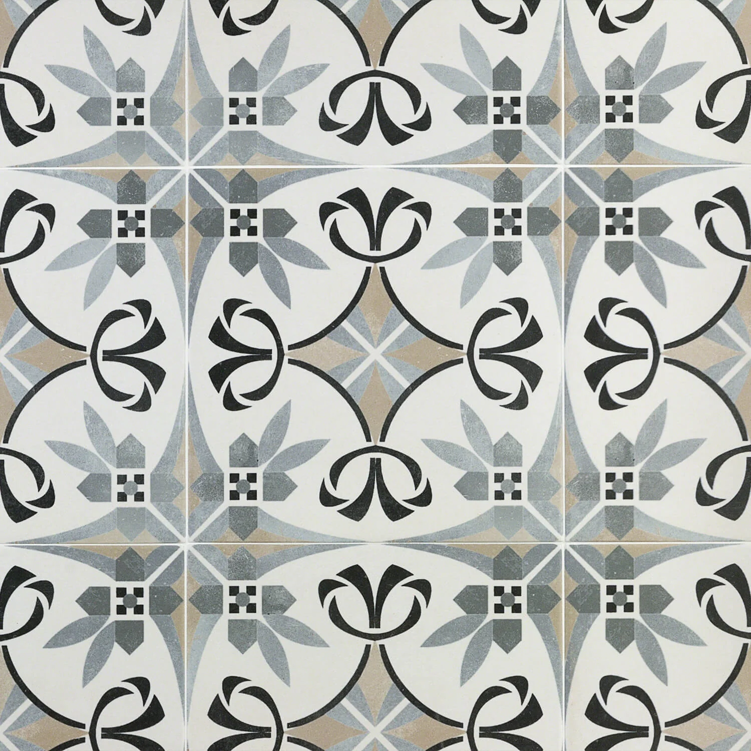 Bella Royale Gray 9x9 Matte Porcelain Tile - Encaustic Look - Image 6