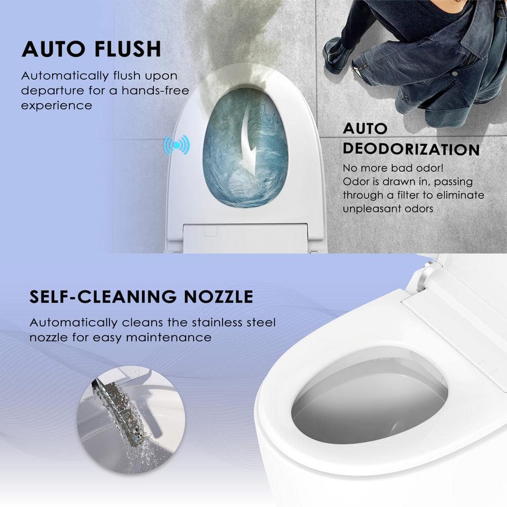 BENOLTI BN-6100S: Tankless Elongated Smart Bidet Toilet with Auto Flush & Heated Seat in White - Image 7