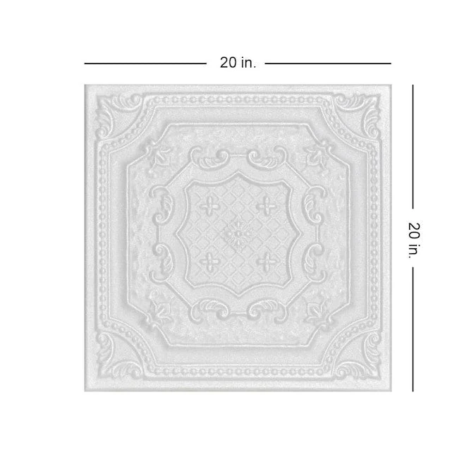 Bijou and Bee Bee A La Maison Ceilings 1.67-ft x 1.67-ft Bijou and Bee Plain White Polystyrene Surface-mount Ceiling Tile (8-Pack, 21.6-sq ft / Case) - Image 3