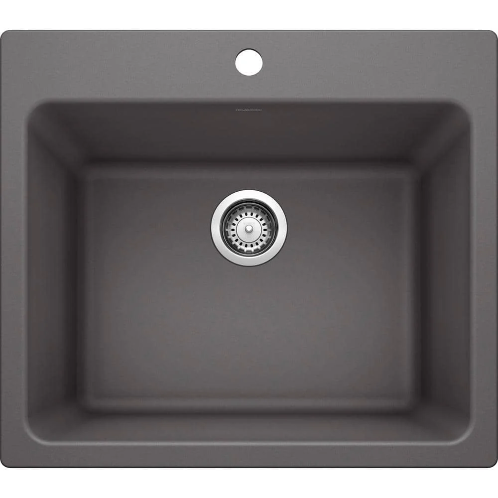 Blanco LIVEN SILGRANIT 25 in. x 22 in. Dual Mount Laundry Sink in Cinder