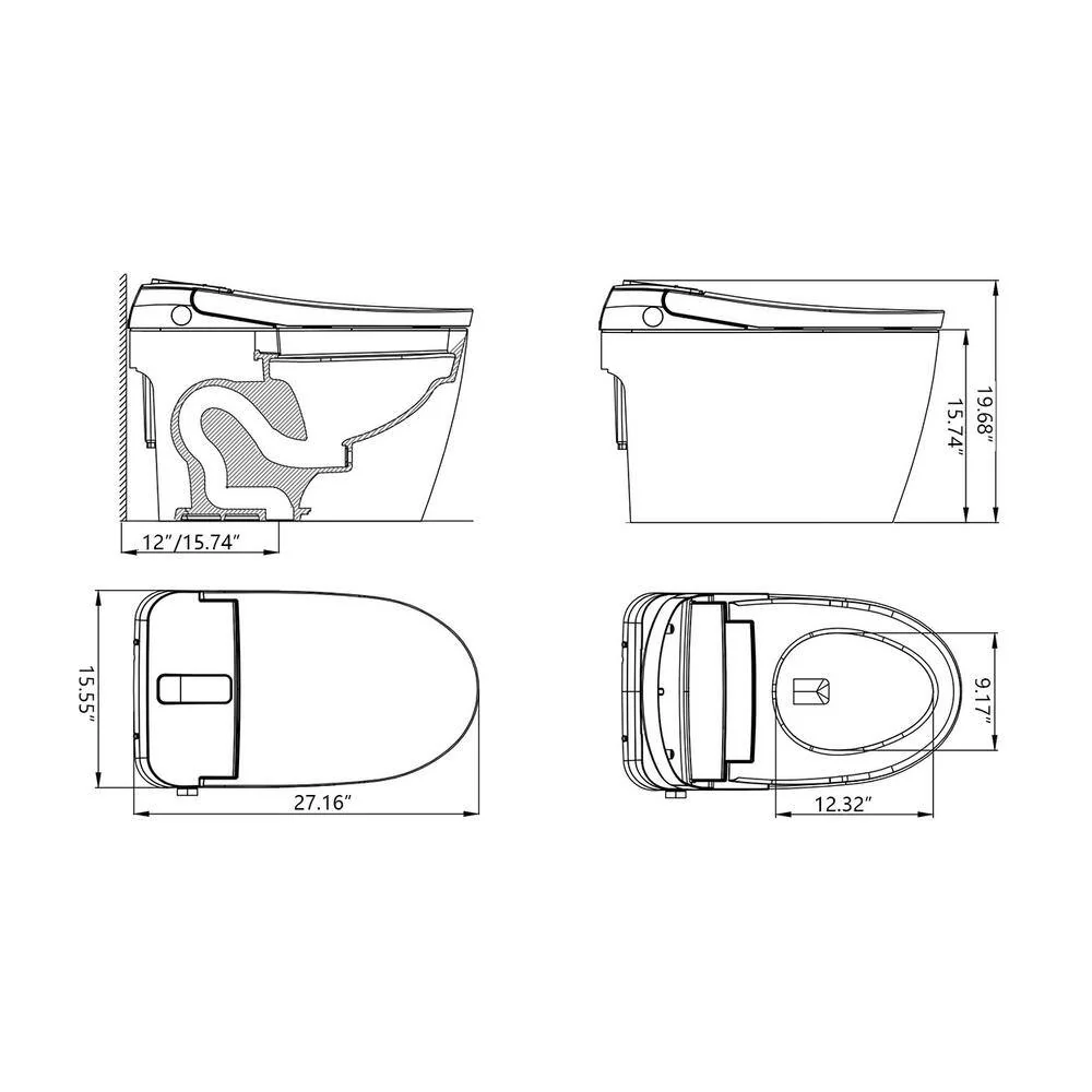 Boosicavelly Elongated Bidet Toilet 1.28 GPF Heated & Deodorizing in White - Image 6