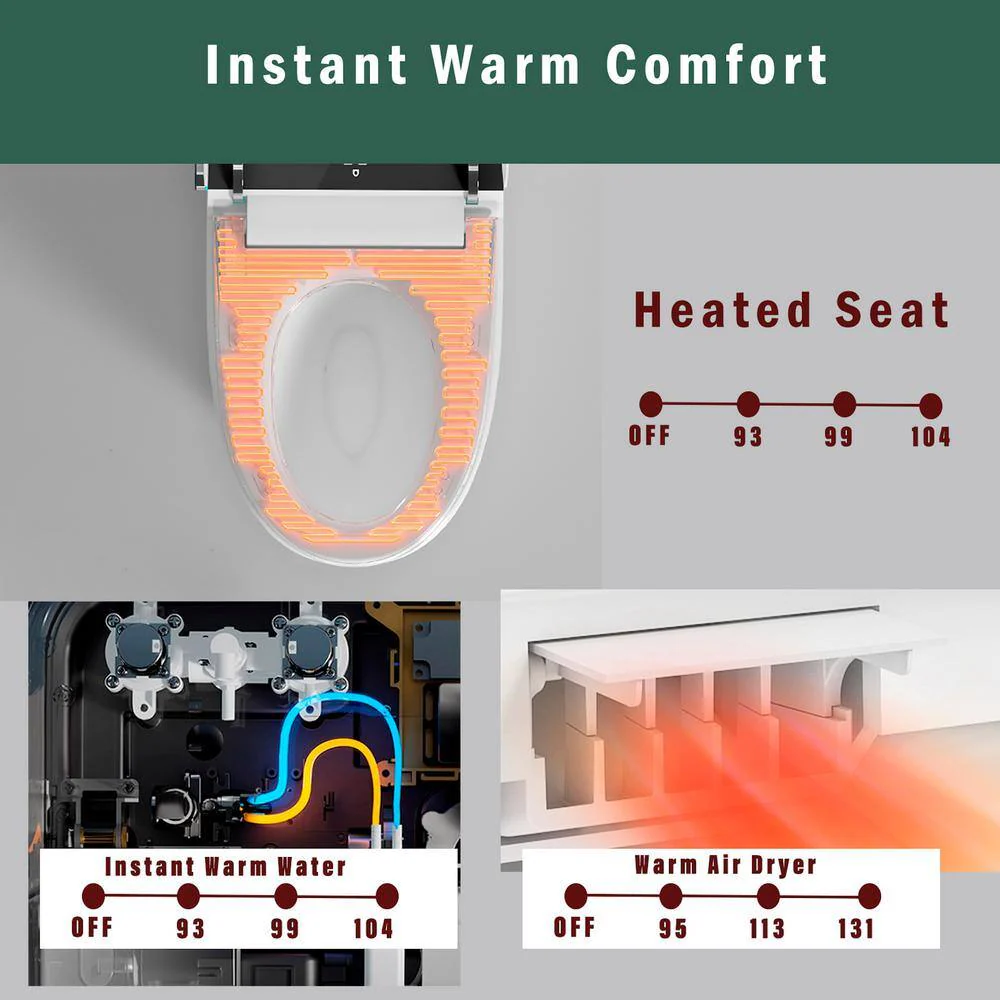 Boosicavelly Elongated Bidet Toilet with Auto Seat, Foot Sensor, and LED Display - Image 4