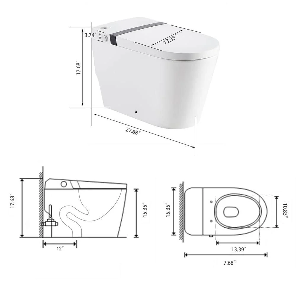 Boosicavelly Elongated Bidet Toilet with Heated Deodorizing & Soft Close - 1.28 GPF White - Image 5