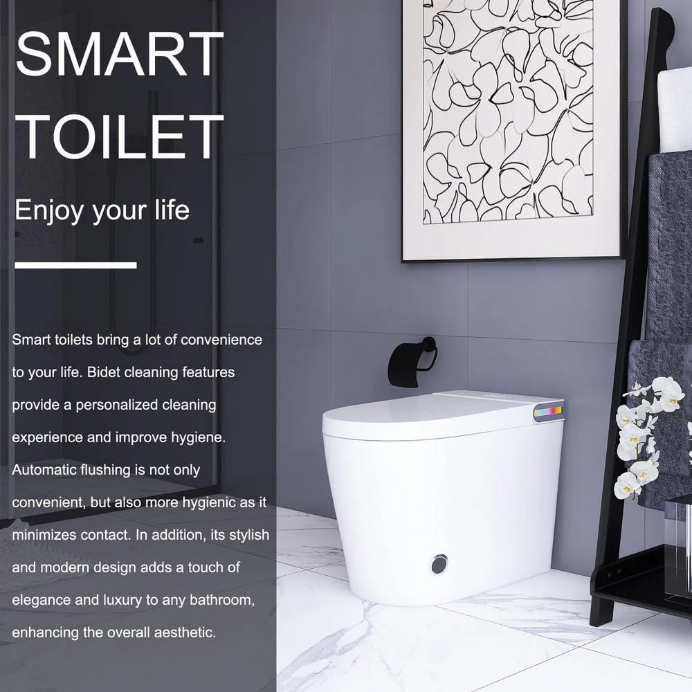 Boosicavelly Smart Bidet Toilet 1.19 GPF in White with Night Light and Remote Control - Image 4