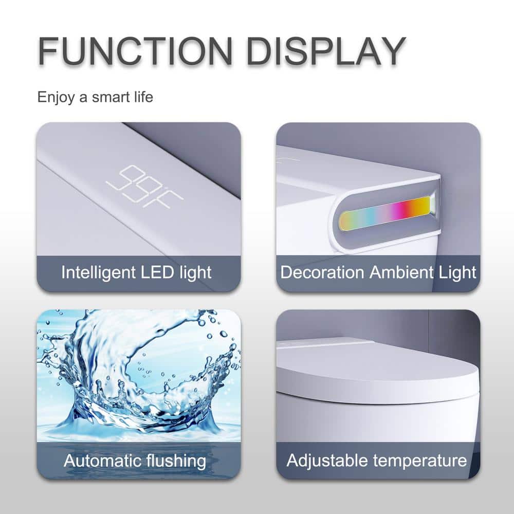 Boosicavelly Smart Bidet Toilet 1.19 GPF in White with Night Light and Remote Control - Image 5